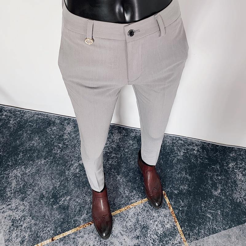 Men's Formal Slim Fit Ankle Length Pants - AM APPAREL