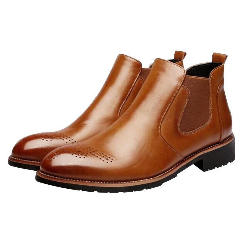 Men's Genuine Faux Leather Chelsea Boots - AM APPAREL