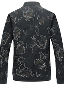 Men's Geometric Printed Zip Polyester Jacket - AM APPAREL