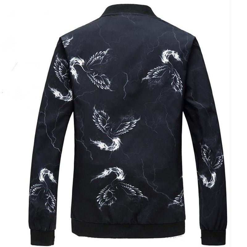 Men's Geometric Printed Zip Light Polyester Jacket - AM APPAREL