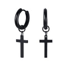 Men's Gold Color Dangling Cross Earrings - AM APPAREL