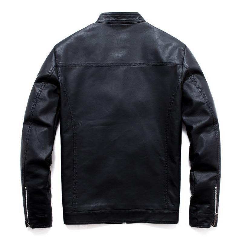 Men's Hooded Faux Leather Jacket - AM APPAREL