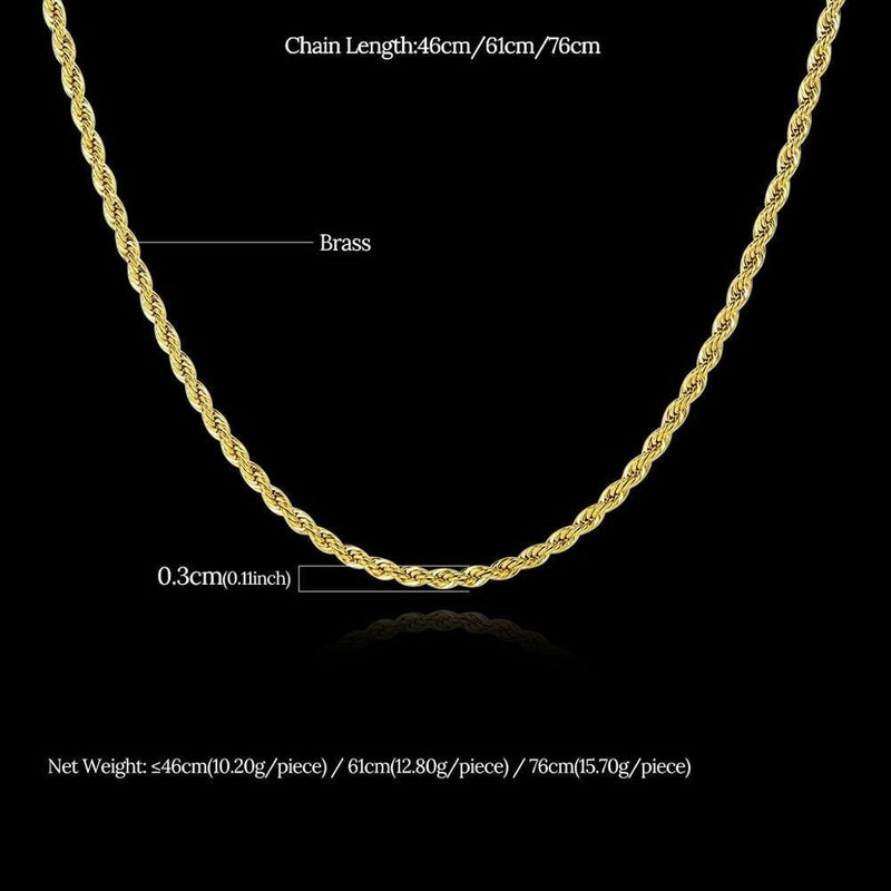 Men's Long Fashion Necklace - Gold Color - AM APPAREL