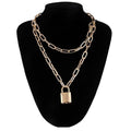 Men's Long Necklace With A Padlock Pendants - AM APPAREL