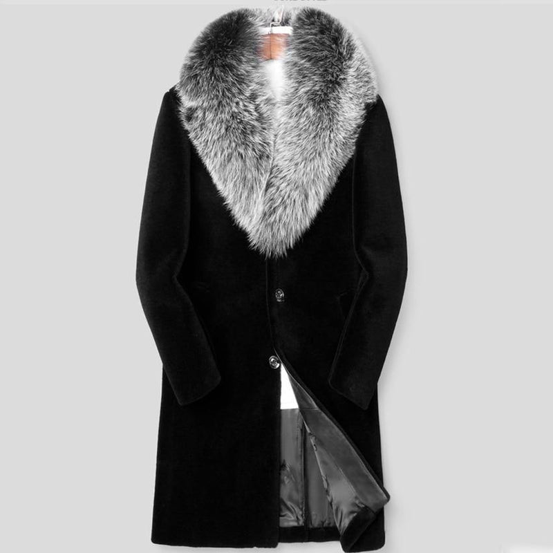 Men's Long Winter Faux Fur Coat - AM APPAREL