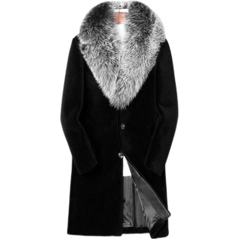 Men's Long Winter Faux Fur Coat - AM APPAREL