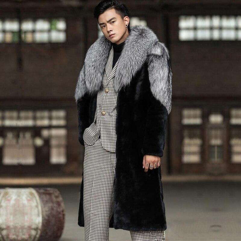 Men's Mink Long Faux Fur Winter Coat - AM APPAREL