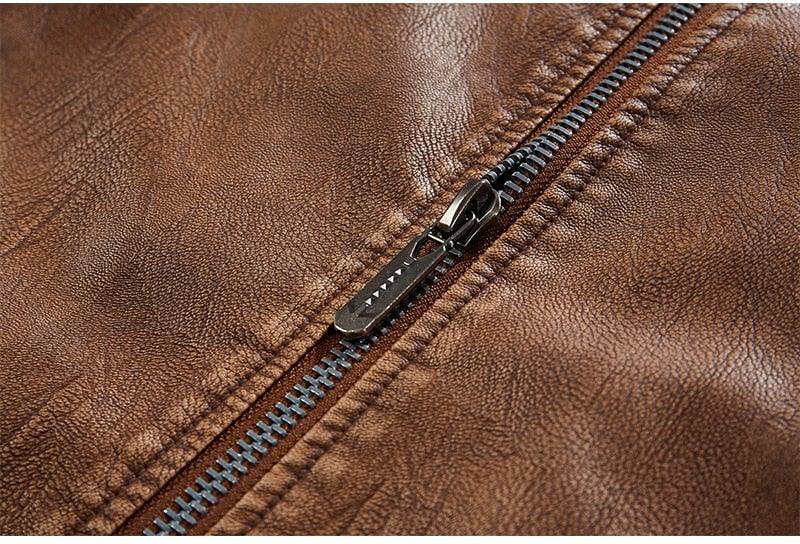 Men's Motorcycle Faux Leather Jacket W/ Fleece Interior - AM APPAREL