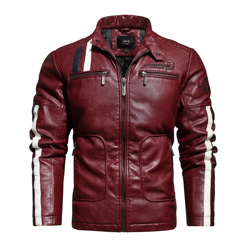 Men's Multi Color Faux Leather Bomber Jacket - AM APPAREL