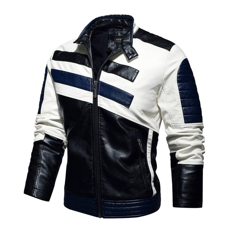 Men's Multi Color Faux Leather Bomber Jacket - AM APPAREL