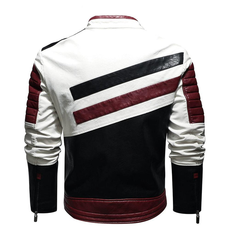 Men's Multi Color Faux Leather Bomber Jacket - AM APPAREL