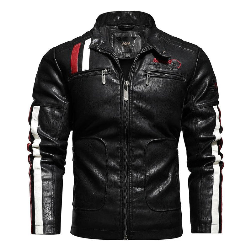 Men's Multi Color Faux Leather Bomber Jacket - AM APPAREL