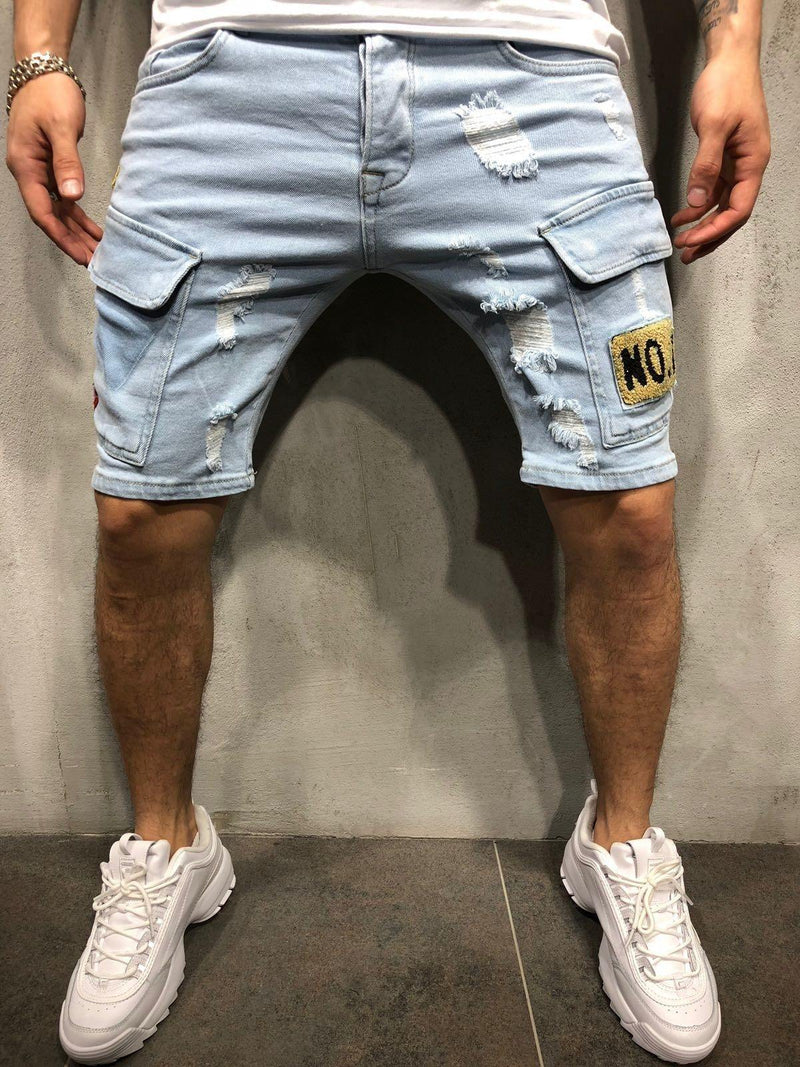 Men's New Distressed Side Pocket Denim Shorts - AM APPAREL