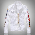 Men's Patchwork Design Slim Fit Denim Jacket - AM APPAREL