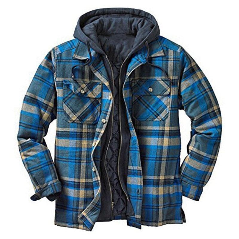 Men's Plaid Cotton Thick Winter Jacket - AM APPAREL