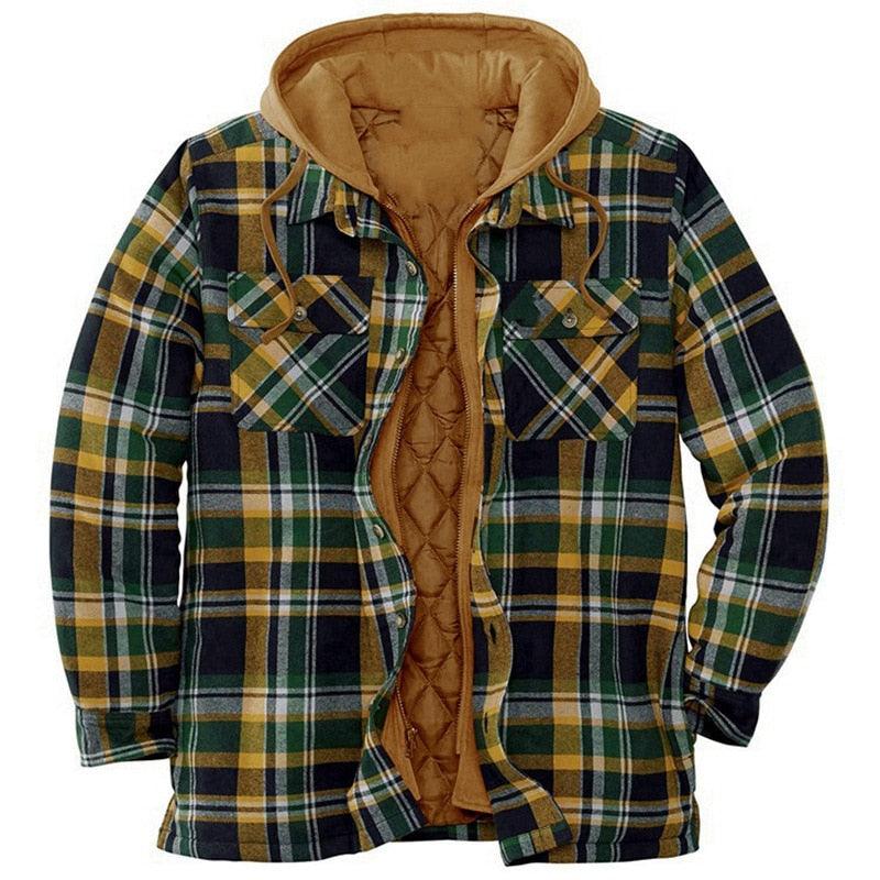 Men's Plaid Cotton Thick Winter Jacket - AM APPAREL