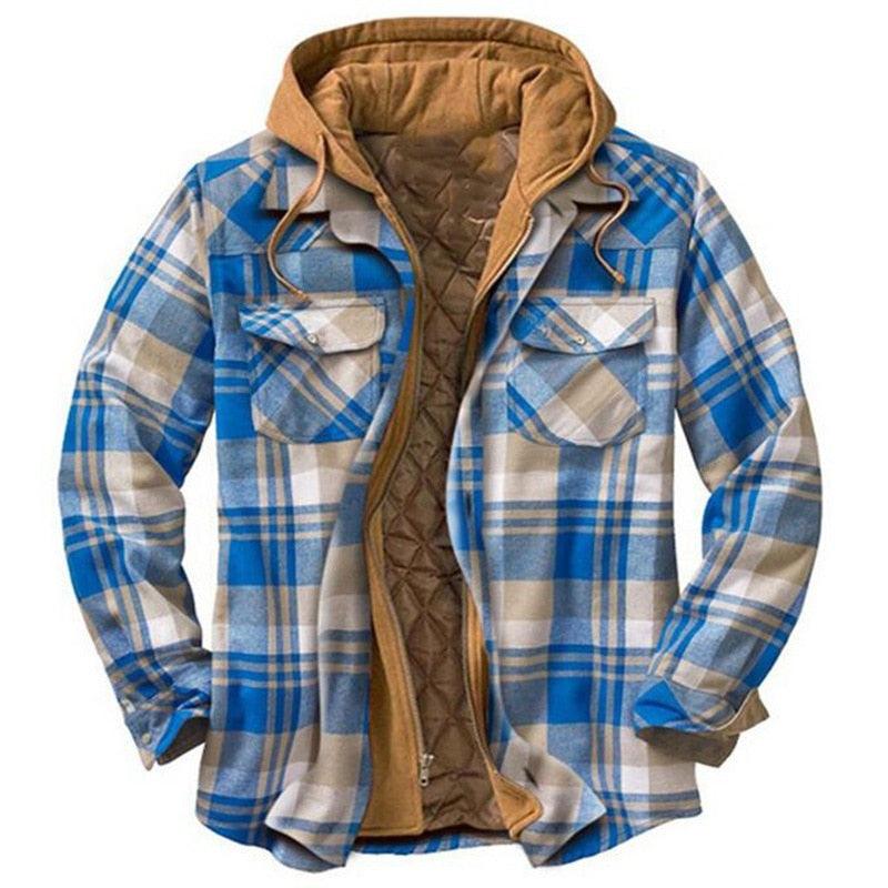 Men's Plaid Cotton Thick Winter Jacket - AM APPAREL