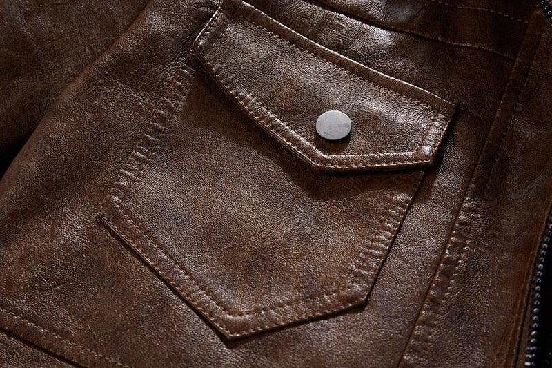 Men's PU Faux Leather Hooded Winter Jacket - AM APPAREL