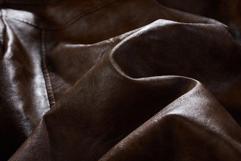 Men's PU Faux Leather Hooded Winter Jacket - AM APPAREL