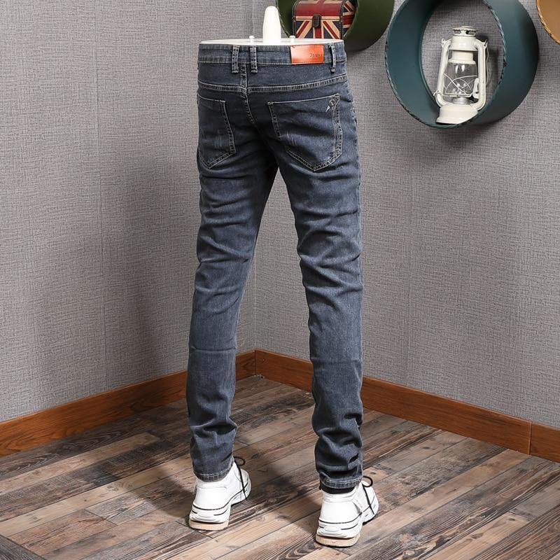 Men's Retro Slim Fit Elastic Casual Jeans - AM APPAREL