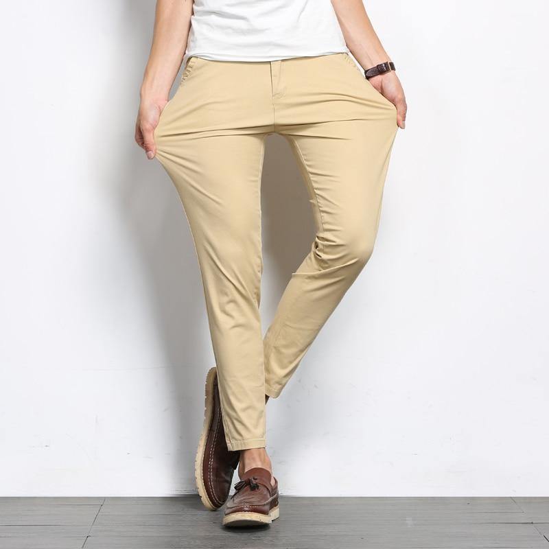 Men's Solid Color Straight Ankle-Length Pants - AM APPAREL