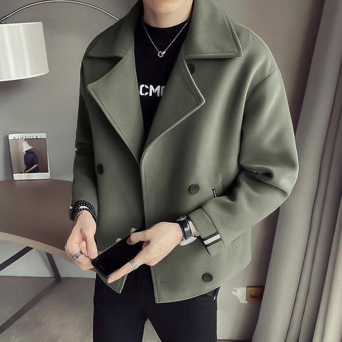 Men's Solid Colored Casual Wool Jacket - AM APPAREL