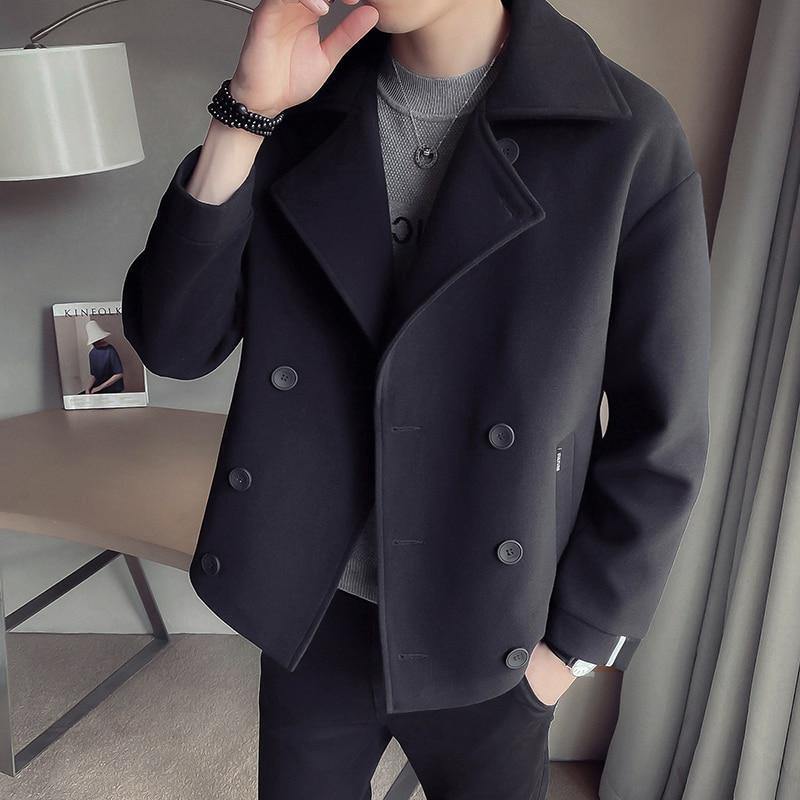 Men's Solid Colored Casual Wool Jacket - AM APPAREL