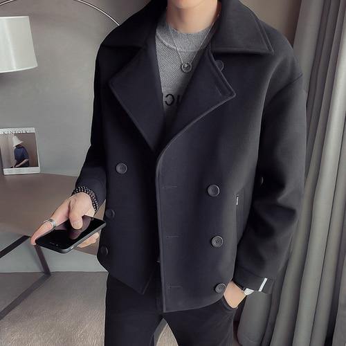 Men's Solid Colored Casual Wool Jacket - AM APPAREL
