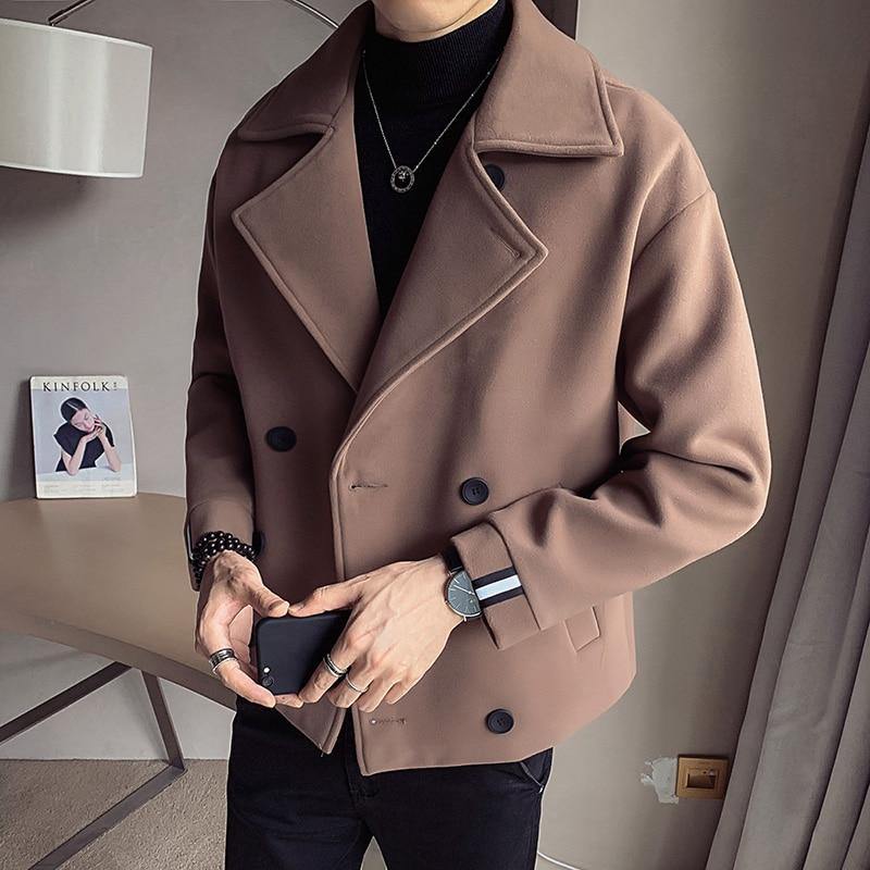 Men's Solid Colored Casual Wool Jacket - AM APPAREL