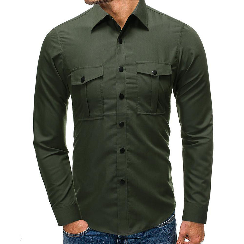 Men's Solid Colored Side Pocket Shirt - AM APPAREL