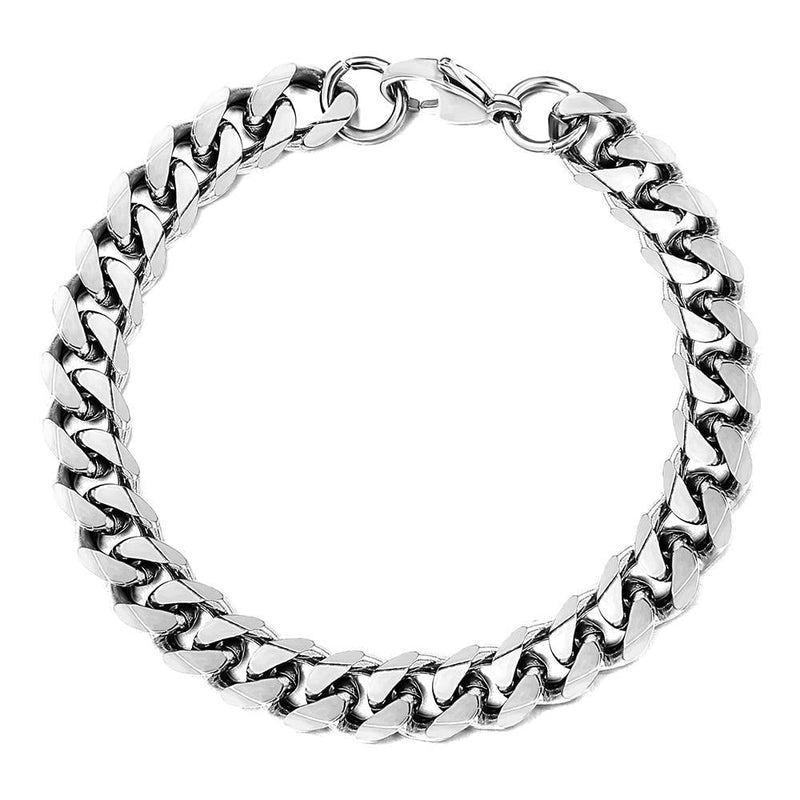 Men's Stainless Steel Curb Cuban Link Bracelet - AM APPAREL