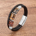 Men's Stone Genuine Leather Bracelet - AM APPAREL