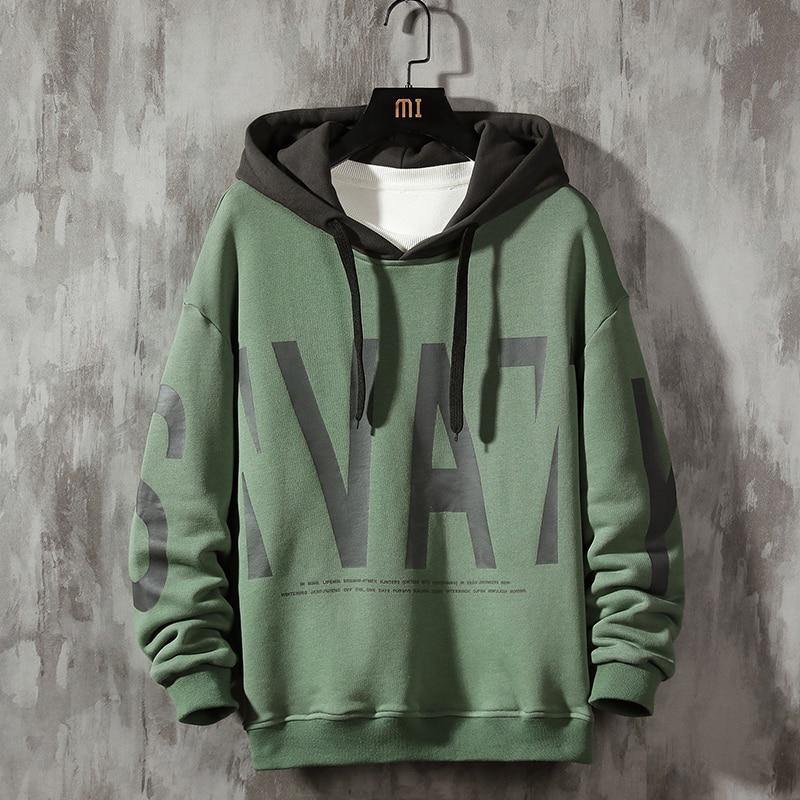 Men's Streetwear Big Letter Hooded Sweatshirt - AM APPAREL