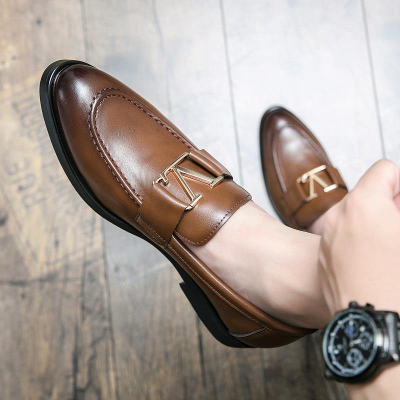 Men's Vintage Italian Faux Leather Shoes - AM APPAREL