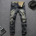 Men's Vintage Retro Style Slim Fit Distressed Jeans - AM APPAREL