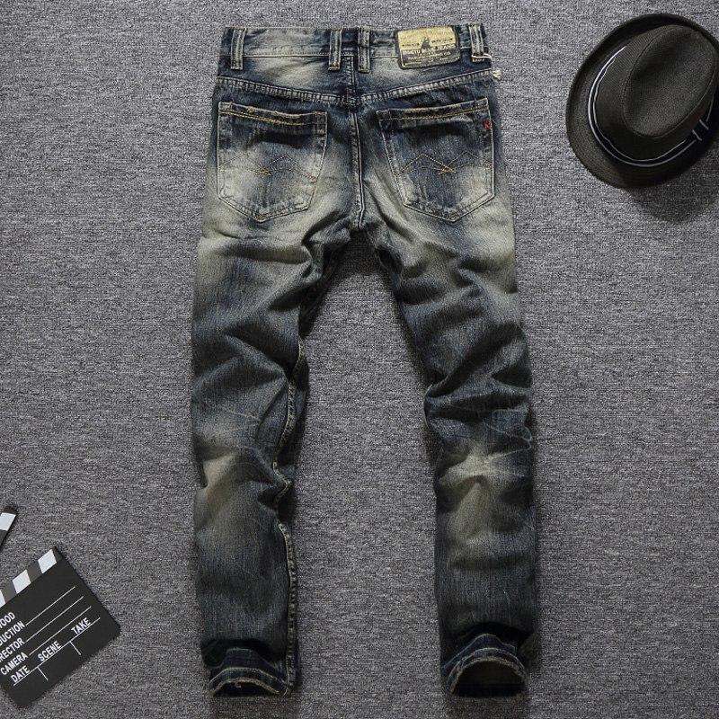 Men's Vintage Retro Style Slim Fit Distressed Jeans - AM APPAREL
