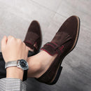 Men's Vintage Tassels Leather Loafers - AM APPAREL