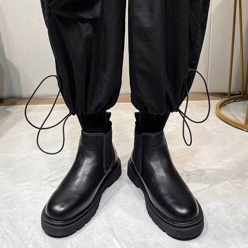 Men's Winter Faux Leather Chelsea Boots - AM APPAREL
