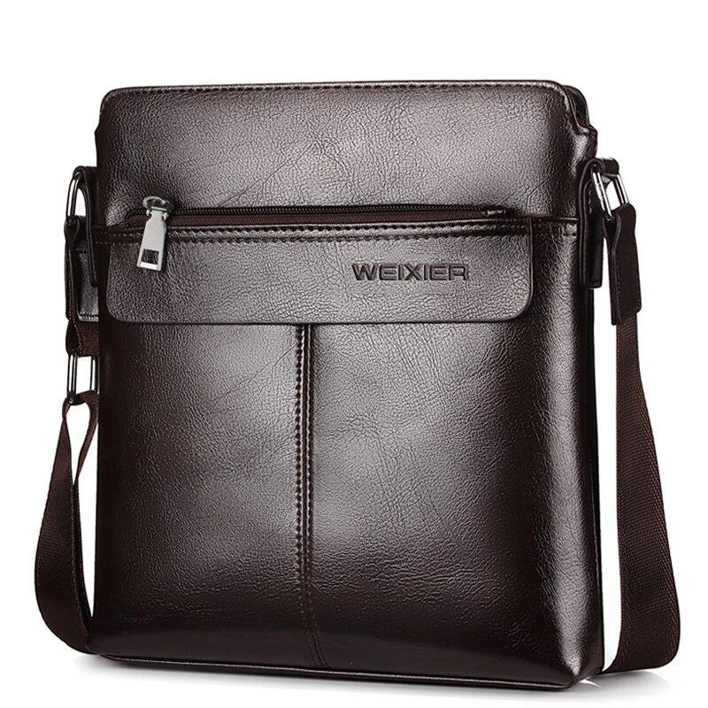 Men's Zipper PU Leather Messenger Bag - AM APPAREL