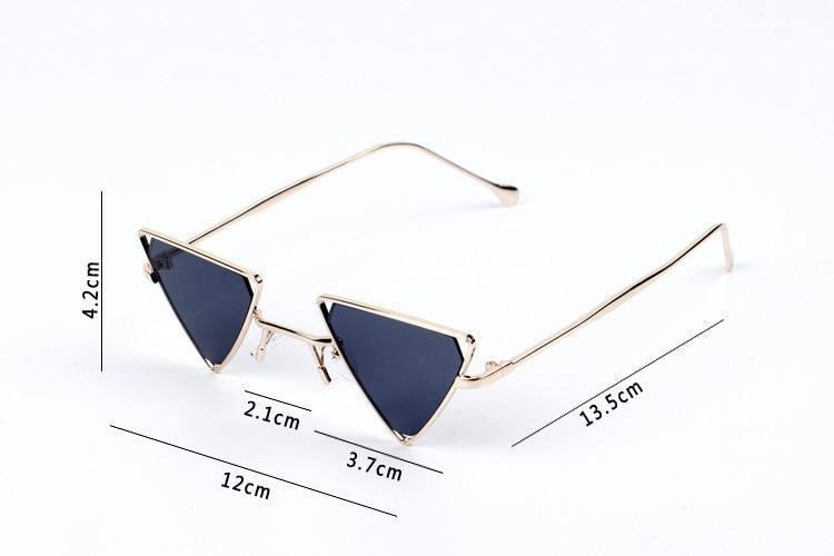 Metal Golden Frame Triangle Shaped Sunglasses - AM APPAREL