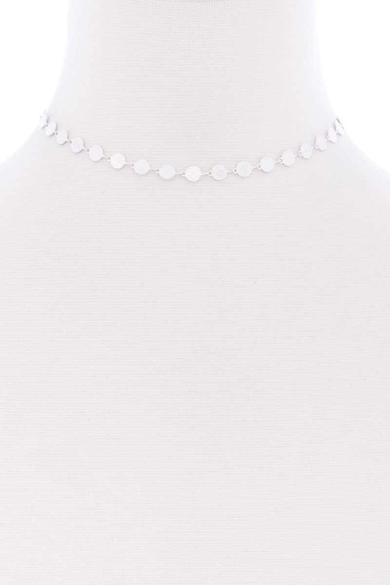Metal Round Chain Short Necklace - AM APPAREL