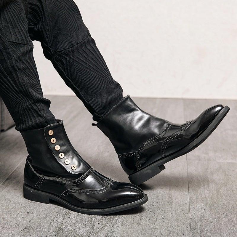 MISALWA Men's Italian Designer PU Leather Boots - AM APPAREL