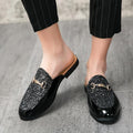 Mne's Pantent Leather Mules Backless Loafers - AM APPAREL