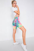 Neon Multi Tie Dye Mesh Sheer High-waist Biker Shorts - AM APPAREL