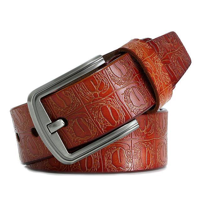 Pin Buckle Genuine Leather Cowhide Men's Belt - AM APPAREL
