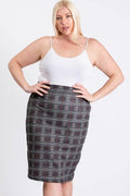 Plus Size Black/grey Glen Plaid Skirt - AM APPAREL