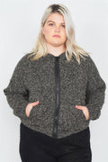 Plus Size Heather Charcoal Athletic Full Zip Hoodie Sweater - AM APPAREL