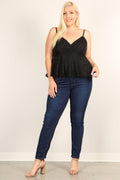 Plus Size Lace Sleeveless Top - AM APPAREL