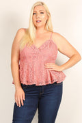 Plus Size Lace Sleeveless Top - AM APPAREL