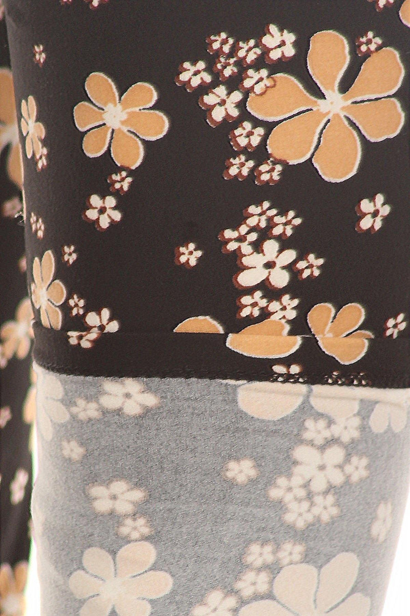Plus Size Soft Peach Skin Floral Graphic Printed Knit Legging - AM APPAREL